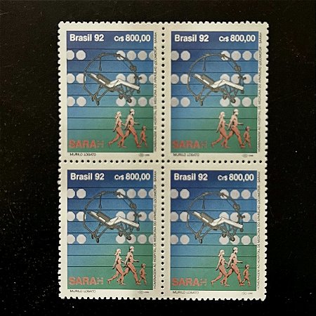 Quadra de Selos Comemorativos do Brasil - Homenagem ao Hospital de Medicina do Aparelho Locomotor - 1992 - Mint - ref.2193