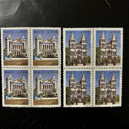 Quadra de Selos Comemorativos do Brasil - Arquitetura Religiosa do Brasil - 1992 - Mint - ref.2208