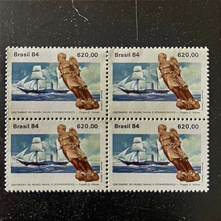 Quadra de Selos Comemorativos do Brasil -Centenário do Museu Naval- 1984 - Mint - ref.2212