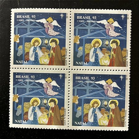 Quadra de Selos Comemorativos do Brasil - Natal 93- 1993 - Mint - ref.2215
