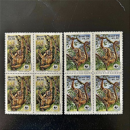 Quadra de Selos Comemorativos do Brasil - Preservação da Fauna Brasileira - 1984 - Mint - ref.2218