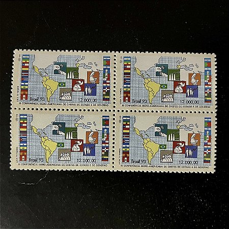 Quadras de Selos Comemorativos do Brasil - III Conferencia Ibero-Americana de Chefes de Estado - 1993 - Mint - ref.2221