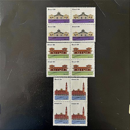 03 Quadra de Selos Comemorativos do Brasil - Preservação do Patrimonio Ferroviário - 1984 - Mint - ref.2222