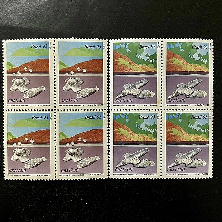 Quadras de Selos Comemorativos do Brasil - Preservação dos Sambaquis - 1993 - Mint - ref.2227