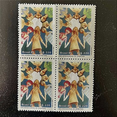 Quadra de Selos Comemorativos do Brasil - Ano Internacional da Juventude - 1985 - Mint - ref.2228