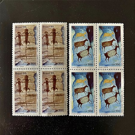 Quadra de Selos Comemorativos do Brasil - Pinturas Ruprestes - Brapex VI - 1985 - Mint - ref.2230