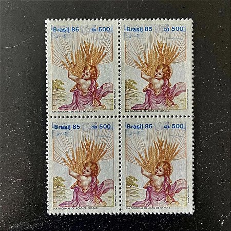 Quadra de Selos Comemorativos do Brasil - Dia Nacional de Ações de Graças - 1985 - Mint - ref.2234