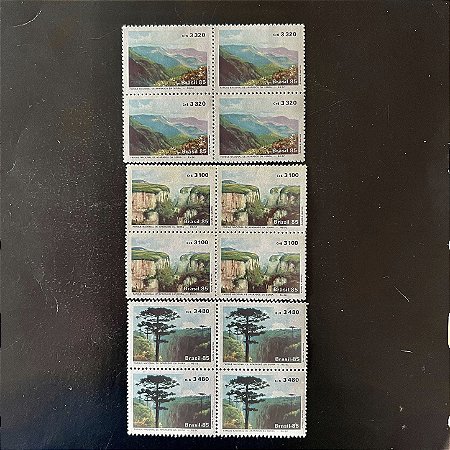 03 Quadras de Selos Comemorativos do Brasil - Parque Nacional de Aparados da Serrra - 1985 - Mint - ref.2239