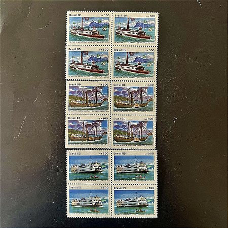03 Quadras de Selos Comemorativos do Brasil -  150 Anos da Ligação Maritima e Empresarial Rio-Niteroi - 1985 - Mint - ref.2253