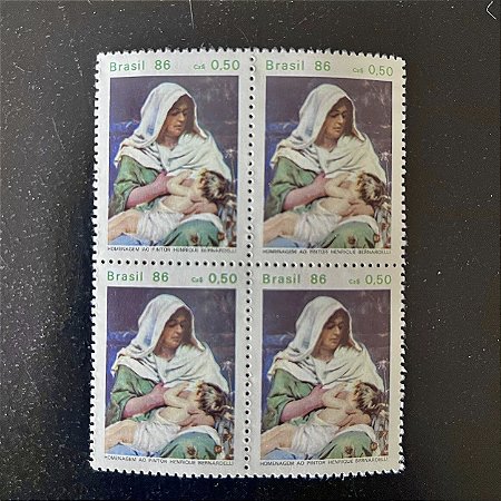 Quadra de Selos Comemorativos do Brasil - Homenagem ao Pintor Henrique Bernardelli - 1986 - Mint - ref.2263