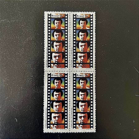 Quadra de Selos Comemorativos do Brasil - Homenagem a Glauber Rocha - 1986 - Mint - ref.2266