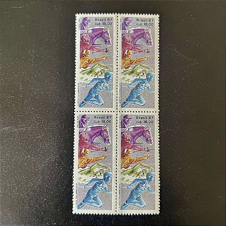 Quadra de Selos Comemorativos do Brasil - X Jogos Pan-Americanos em Indianapolis - EUA - 1987 - Mint - ref.2274