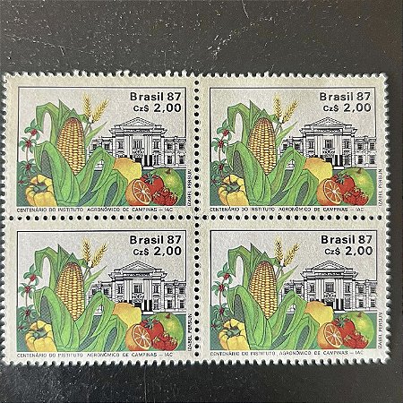 Quadra de Selos Comemorativos do Brasil - Centenario do Instituto Agronomico de Campinas - SP - 1987 - Mint - ref.2280
