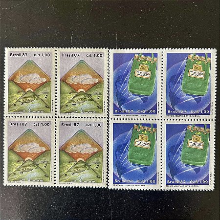 02 Quadras de Selos Comemorativos do Brasil - Serviços Especiais da ECT - 1987 - Mint - ref.2286