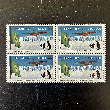 Quadra de Selos Comemorativos do Brasil - Participação da FAB no Programa Antartico Brasileiro - 1987 - Mint - ref.2292
