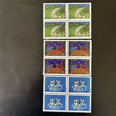 03 Quadras de Selos Comemorativos do Brasil - Natal 87 - 1987 - Mint - ref.2293