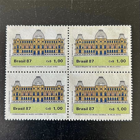 Quadra de Selos Comemorativos do Brasil - Cinquentenario do Museu Nacional de Belas Artes - RJ - 1987 - Mint - ref.2294