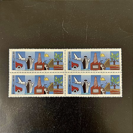 Quadra de Selos Comemorativos do Brasil - 50 Anos da Confederação Nacional da Industria - CNI - 1988- Mint - ref.2299
