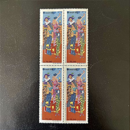 Quadra de Selos Comemorativos do Brasil Divulgação das Artes Cenicas - 1988- Mint - ref.2300