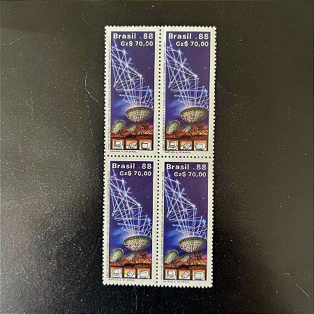 Quadra de Selos Comemorativos do Brasil - Ansat 10 - Telebras - Embratel - 1988- Mint - ref.2302