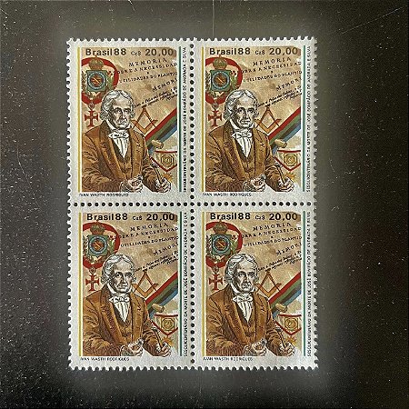 Quadra de Selos Comemorativos do Brasil - Sesquicentenario de Jose Bonifacio de Andrada - 1988- Mint - ref.2306