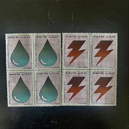 02 Quadras de Selos Comemorativos do Brasil - Racionalização deEnergia - 1988- Mint - ref.2307
