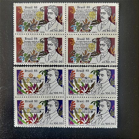02 Quadras de Selos Comemorativos do Brasil - Dia do Livro - 1988- Mint - ref.2311