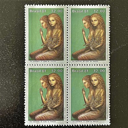 Quadra de Selos Comemorativos do Brasil - Dia Nacional de Ação de Graças - 1981 - Mint - ref.2316