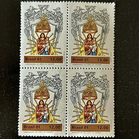 Quadra de Selos Comemorativos do Brasil - Homenagem ao Círio de Nossa Senhora de Nazaré - 1981 - Mint - ref.2317