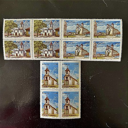 03 Quadras de Selos Comemorativos do Brasil -Turismo - O Barroco Mineiro - 1982 - Mint - ref.2331