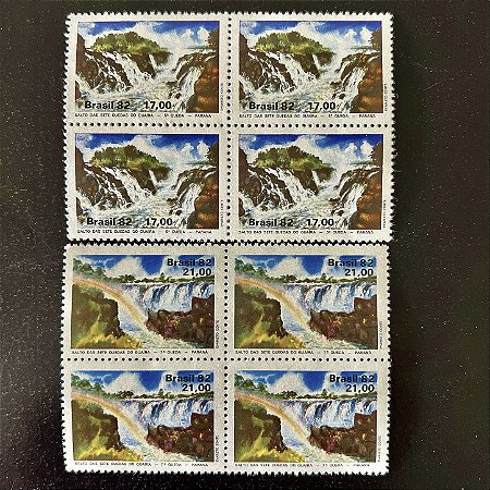 02 Quadras de Selos Comemorativos do Brasil - Salto das Sete Quedas do Guaíra - 1982 - Mint - ref.2333