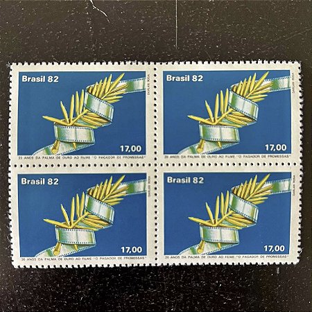 Quadra de Selos Comemorativos do Brasil - 20 Anos da Entrega da Palma de Ouro ao Pagador de Promessas - 1982 - Mint - ref.2334