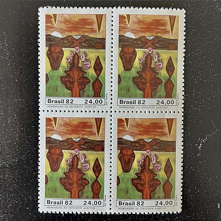 Quadra de Selos Comemorativos do Brasil - Homenagem ao Deficiente Auditivo - 1982 - Mint - ref.2339
