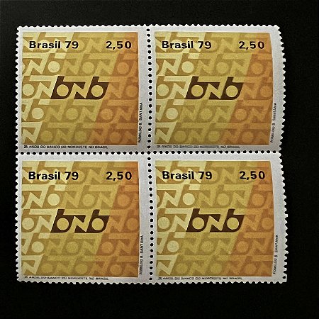 Quadra de Selos Comemorativos do Brasil - 25 Anos do Banco do Nordeste do Brasil - 1979 - Mint - ref.2341