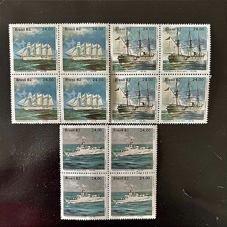 03 Quadras de Selos Comemorativos do Brasil - Bicentenário da Escola Naval - 1982 - Mint - ref.2342
