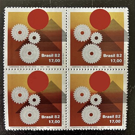 Quadra de Selos Comemorativos do Brasil - 40 anos da Companhia Vale do Rio Doce - 1982 - Mint - ref.2343