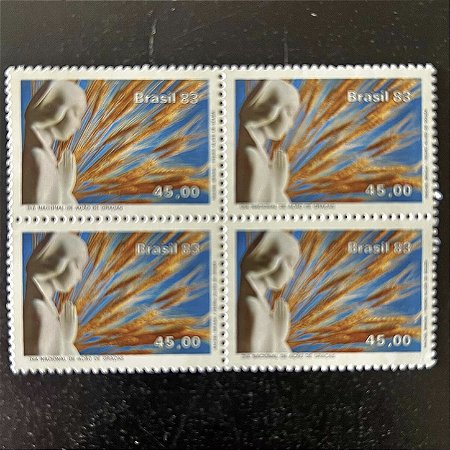 Quadra de Selos Comemorativos do Brasil -Dia Nacional de Ações de Graça - 1983 - Mint - ref.2344