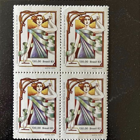Quadra de Selos Comemorativos do Brasil - Cinquentenário da Emancipação Politica da Mulher Brasileira - 1983 - Mint - ref.2345