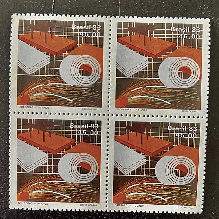 Quadra de Selos Comemorativos do Brasil -Siderbrás - 10 Anos - 1983 - Mint - ref.2355