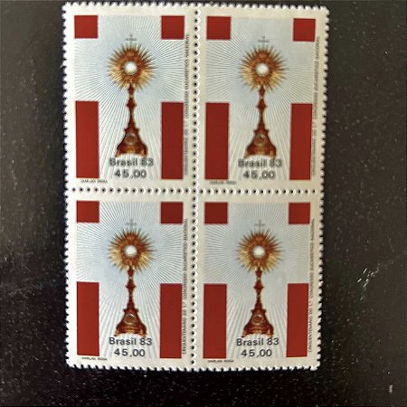 Quadra de Selos Comemorativos do Brasil - Cinquentenário do 1o.Congresso Eucaristico Nacional em Salvador - 1983 - Mint - ref.2359