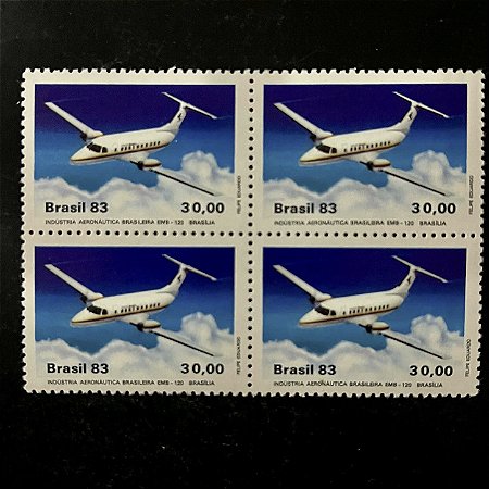 Quadra de Selos Comemorativos do Brasil - Industria Aeronautica Brasileira  - 1983 -  Mint - ref.2363