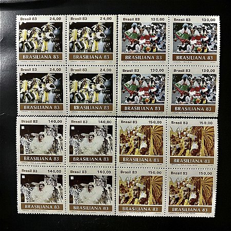 04 Quadras de Selos Comemorativos do Brasil - Carnaval Brasileiro - 1983 -  Mint - ref.2365