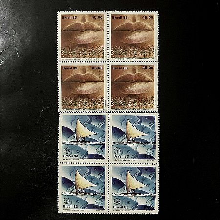 02 Quadras de Selos Comemorativos do Brasil - 20o.Aniversário do Programa Alimentar Mundial - 1983-  Mint - ref.2367
