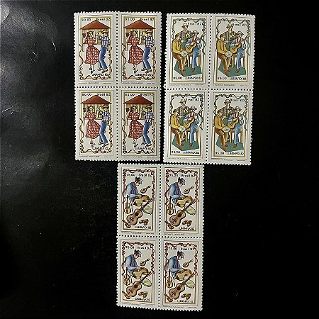 03 Quadras de Selos Comemorativos do Brasil - Lubrapex 82 - Fandango Paranaense - 1982 -  Mint - ref.2368