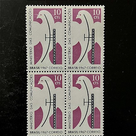 Quadra de Selos Comemorativos do Brasil - Criação do Ministério das Comunicações - 1967 - Novo - ref.2369
