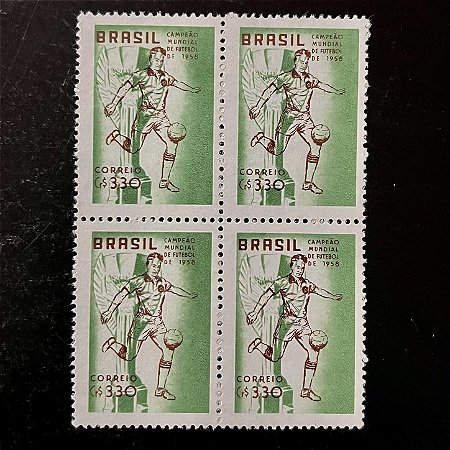 Quadra de Selos Comemorativos do Brasil -Brasil - Campeão Mundial de Futebol - 1969 - Novo - ref.2370