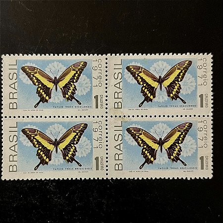 Quadra de Selos Comemorativos do Brasil - Promoção da Fauna Brasileira - Borboletas - 1971 - Novo - ref.2375
