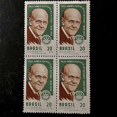 Quadra de Selos Comemorativos do Brasil - Centenário de Nascimento de Paul Percy Harris - 1968 - Novo - ref.2382