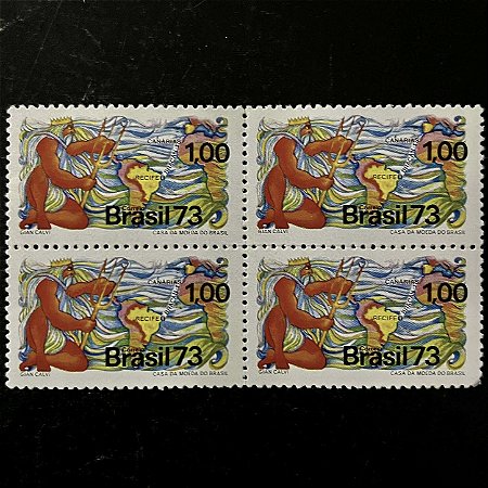 Quadra de Selos Comemorativos do Brasil - Comunicações - 1973 - Novo - ref.2374