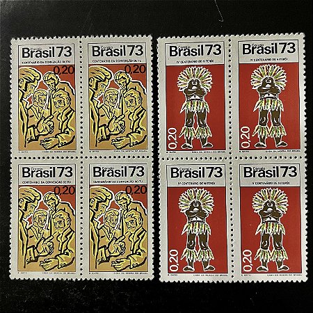 02 Quadras de Selos Comemorativos do Brasil - Acontecimentos Históricos - 1973 - Novo - ref.2375